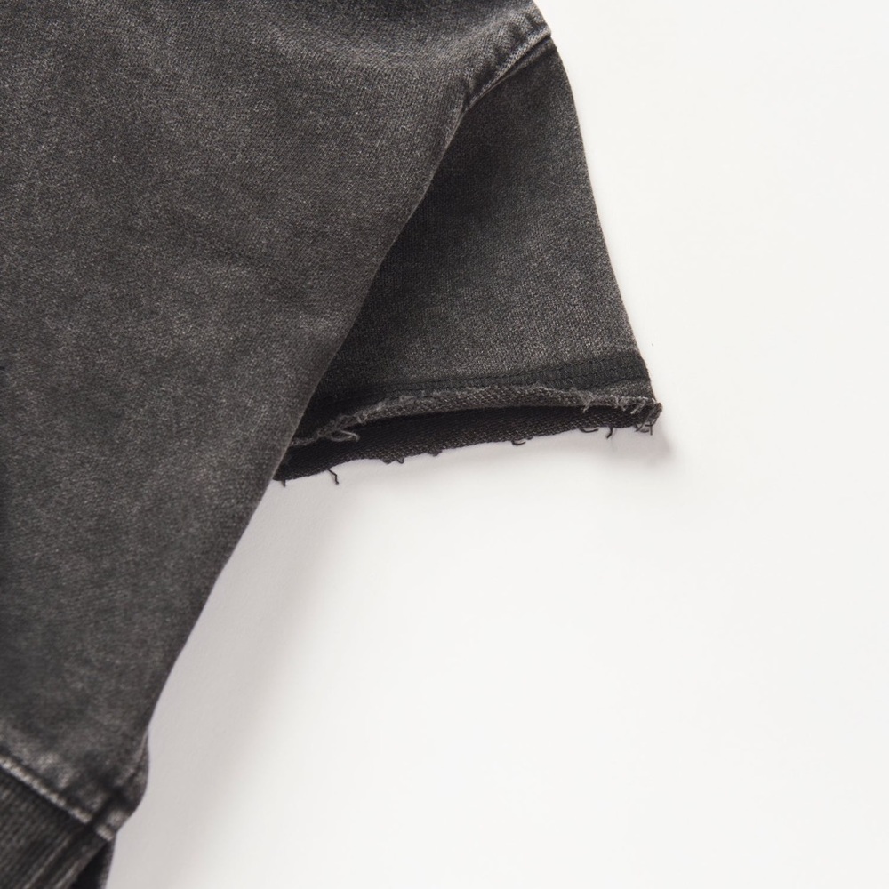 Little Bipsy Acid Wash Short Sleeve Hoodie Black - Picture 6 of 7